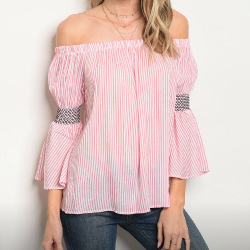 Off the Shoulder Sheer Pink Top 😍😍
